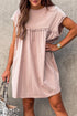 Frilled Trim Crew Neck Loose Fit Mini Dress